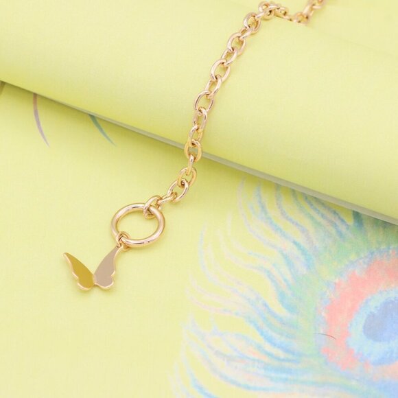 "Butterfly Charm Rose Gold Toggle Bracelet, XPBL0987 - Picture 2 of 12